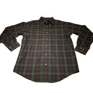 Brooks Brothers Shirt Men's Medium Green Plaid Button Down